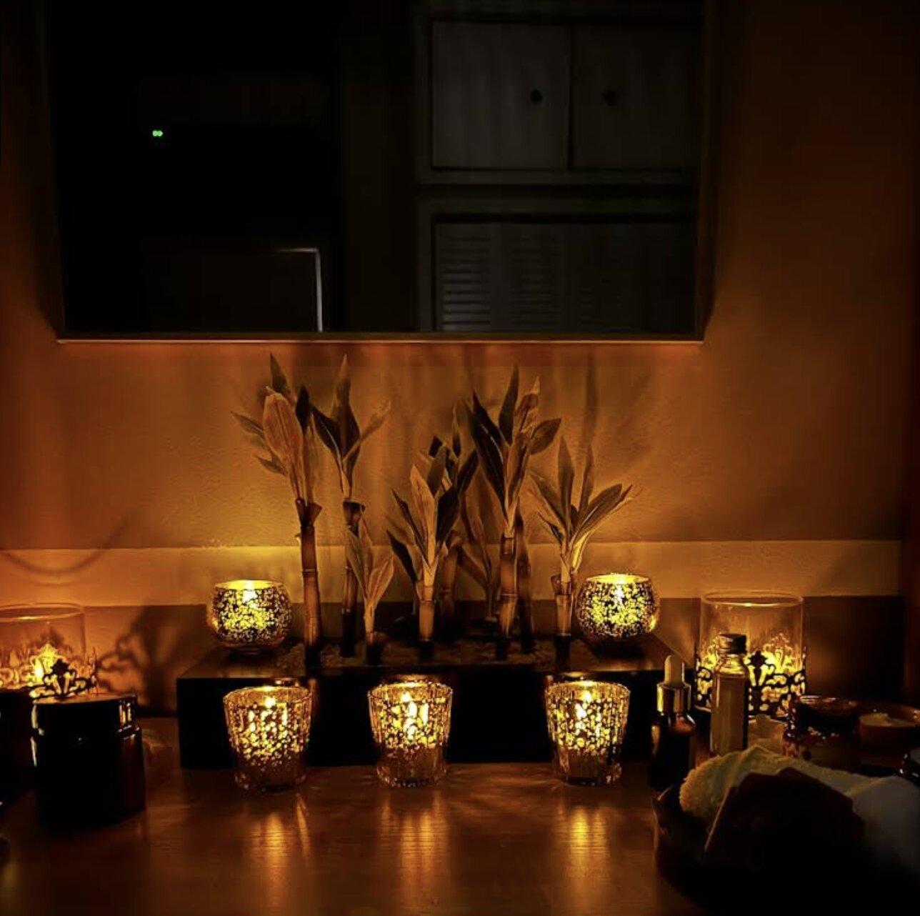 Candlelit ambiance with mosaic votives