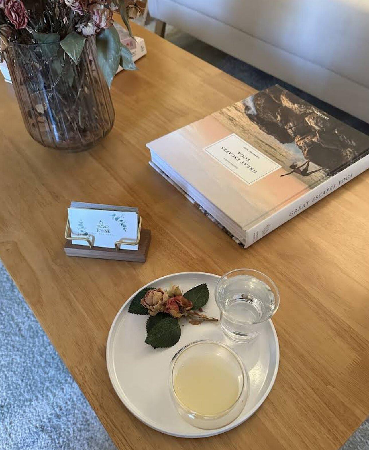 Coffee table with tea service and books