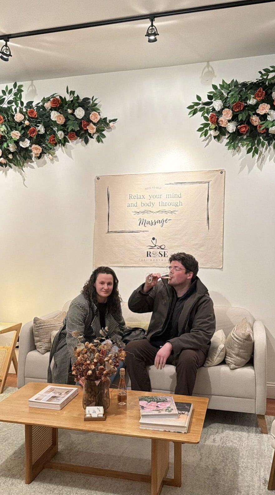 Couple relaxing on the lounge sofa